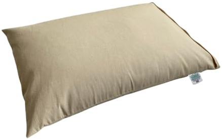 Brow Farm Buckwheat Hull-Filled Pillow – Standard UK Size (60×44×12 cm) | Adjustable Loft | 100% Cotton Zip Cover | Natural, Breathable Support Pillow for Neck & Shoulder Comfort