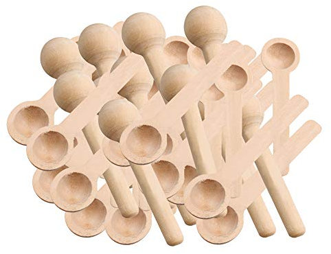 Yibuy Lot de 50 mini cuillères en bois pour sucre, sel, épices, poulet