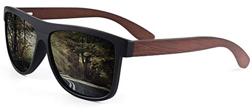 CGID Sonnenbrille Herren Damen Bambus Polarisiert Brillengläser UV400-Schutz CAT3 CE M07