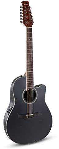 Applause E-Akustikgitarre Traditional AB2412 Mid Cutaway 12-string - Roundback Lyrachord Korpus Mid-Depth - AP3TP Preamp - Decke Fichte - Black Satin - AB2412-5S