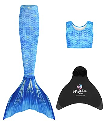 Planet Mermaid Mädchen Kinder 2 Stück Lebendige Farbe Starter Schwimmen Meerjungfrau Schwanz & Verschleißfeste Magic Fin Monoflosse enthalten, Starbright Princess, 11-12 Jahre