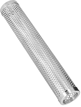 Pellets rökrör, cylindriskt löstagbart grillverktyg med stor kapacitet BBQ Pellets rökrör för matlagning av bacon, fläskrevben, bacon, varmkorvar(12 inch)