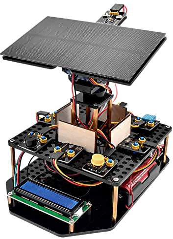 KEYESTUDIO Kit électronique de Suivi Solaire DIY pour Arduino UNO, capteur de température et d'humidité, capteur de lumière BH1750, etc. Cadeau de Programmation éducatif pour Adolescents Adultes