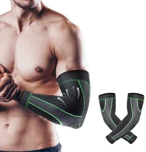 Ellenbogen Bandage Herren 2 Stück Armschutz Ellbogen Bandage Tennisarm Damen Kompression Ellenbogenstütze Armbandage Ellenbogen Gewichtheben Ellenbogenschoner für Tennisarm, Arthritis, Fitness（S）
