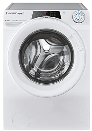 Candy RapidO RO 1284DWMT/1-S Lavadora 8 KG, 1200 RPM, Pantalla Smart Text, Panel Smart Touch, Wi-Fi, Snap & Wash, 16 Ciclos, 9 Rápidos, Motor Inverter,Función Vapor, Inicio Diferido 24H, 74 DB, Blanco