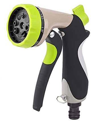 LINZI Garden Hose Spray Gun 8 Patterns High Pressure Spray Nozzle with 3/4 Connector and Water Flow Control, for Watering Plants Lawns, Pets Shower, Car Washing, Windows Cleaning