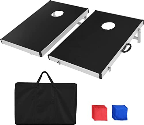 Cornhole Set Outdoor, Foldable Aluminum Cornhole Boards with 8 Corn Hole for Teens and Adults, Carrying Bag, Portable Yard Lawn Game, 3FTx2FT Bean Bag Toss Game Set