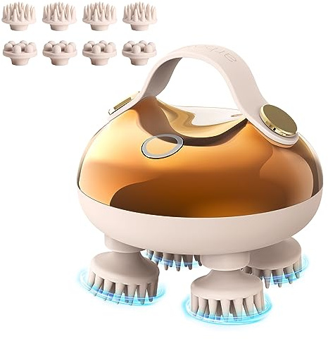 arboleaf Electric Scalp Massager Head Massager Scalp Stress Relax, 5 in 1 Kneading 128 Massage Nodes, Waterproof Hair Massage with 8 Removable Claws Cat Scratcher, Gift for Dad Mom