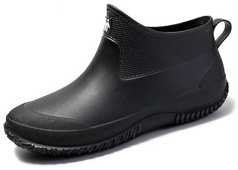 Pearleaf Wellington Rain Boots Mens Womens Outdoor Garden Wellies Boots Short Ankle Waterproof Shoes Black UK 9