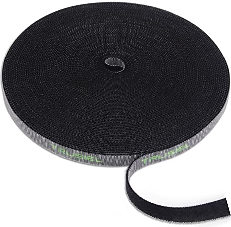 Trusiel Attache Cable Serre-câble Bande Scratch Cable Management Range Cable Organisateur Rouleau 10 mm de large 20 Mètre Noir