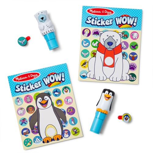 Melissa & Doug - Sticker Wow Winter (Eisbär und Pinguin) Vorteilspack Kunst und Bastelkunst zum Sammeln – 2 Aktivitätenblöcke, 2 Aufkleberstempel, 2 Aufkleberstapel als Extra