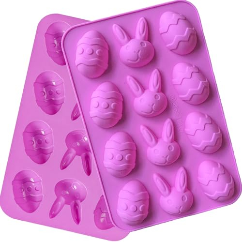 BOOSHMall 2 Stück Silikon Backform Ostern, Silikonform für Ostereier, Ostern Silikon Schokoladenformen, Osterhase Form, für Machen Kekse, Schokolade, Kuchen, Handgefertigte Seife