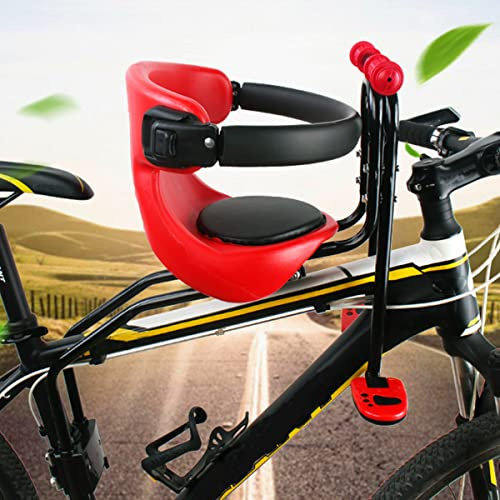 Jolre Silla Bicicleta niño Delantera, Asiento de Bicicleta Infantil, Asiento Bicicleta niño con Mango de barandilla, Asiento Ajustable con reposapiés, para Bicicleta de Ciudad, Bicicleta