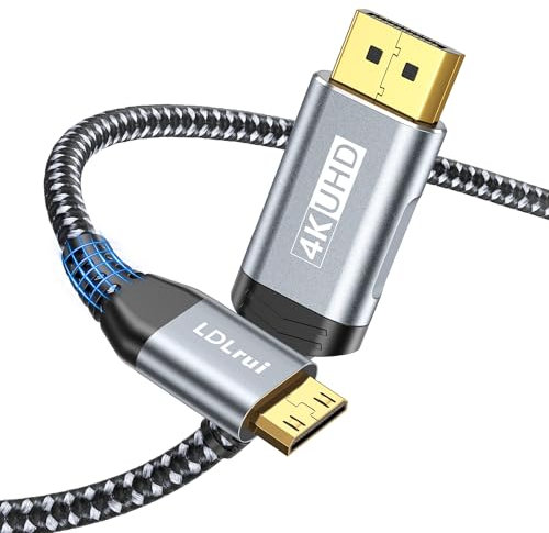 LDLrui DisplayPort to Mini HDMI Cable 1m, 4K DP to Mini HDMI Cord, Supports 4K@60Hz, 2K@120Hz Video UHD, for AMD, NVIDIA, KYY,ARZOPA,VILVA,MNN, Portable Monitor
