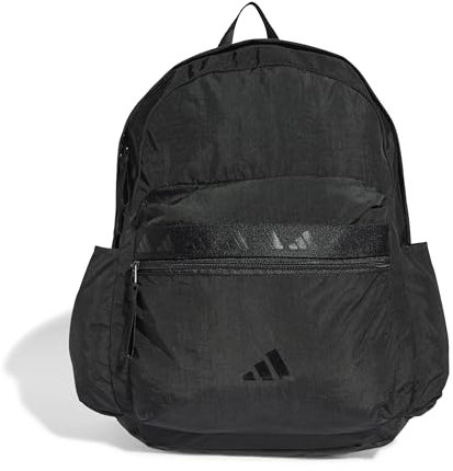 adidas 3 Bar Logo Backpack, Recycled Nylon, Black