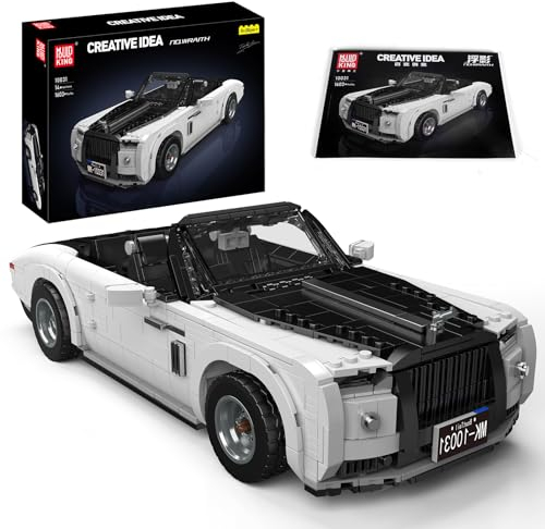 Mould King 10031 Technik Auto Baukasten,Der Weiß Oldtimer Baustein (1603 Teile),Montage Technologie Sport-Rennwagen Klemmbaustein,Sammelbare Autospielzeuge für Kinder/Erwachsene 8+