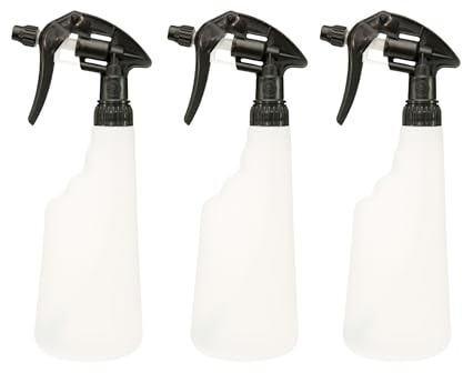 Tek Automotive Heavy Duty Chemical Resistant Spray Bottles - 600ml Pack of 3 Refillable Trigger Sprayer for Cleaning, Gardening, Patio Weed Killer, Car Valeting - Adjustable Nozzle, Stronger Seals