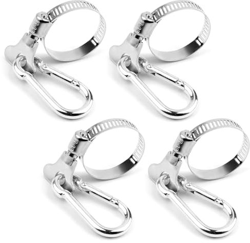 Foyods 4 anillos de montaje para mástil de bandera, ajustables para barco, acero inoxidable, con pinza, para barco, yate, camión, todoterreno, jardín, casa