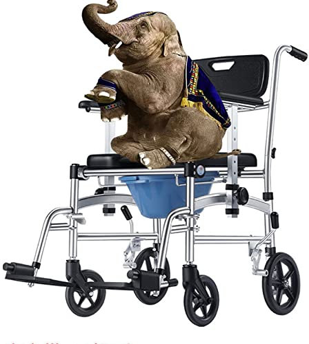 Chaise d'aisance de douche pliante avec bassin de lit/soins à domicile ou toilettes de soins de santé chaise d'aisance/fauteuil roulant avec roues, siège rembourré, dossier (Lifting Armrest A )