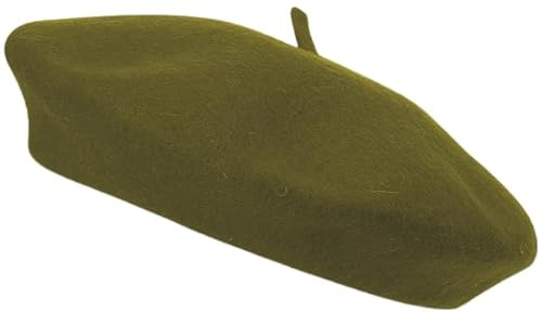 Klassisk fransk basker hatt ullbasker traditionell stil basker hatt kvinnor ull enfärgad fransk stil - vintage dambasker för damer Storbritannien konstnärshatt, Khaki, one size