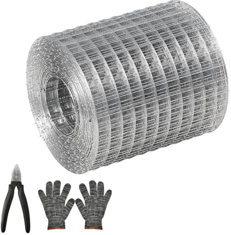 Taicols Grillage métallique galvanisé à mailles fines - 20 cm x 6 m - Pour clôture de jardin, poulet, poulet - En métal soudé - Pour volaille, cage de nettage, projets de bricolage, protection du