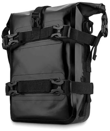 Krtopo Borsa da Serbatoio per Moto Impermeabile 8L - Bagaglio da Viaggio Motociclette Guida Sportiva all'aperto Escursionismo Campeggio Equipaggiamento Durevole con Cinghie Regolabili Tracolla(Nero)