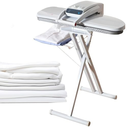 DHMYYXGS Presse à Vapeur 1800 W,Machine à Repasser Automatique,Défroisseur Vapeur Professionnel avec Surface Repassage Antiadhésive,Commandes Numériques avec 5 Réglages Tissu,65cm