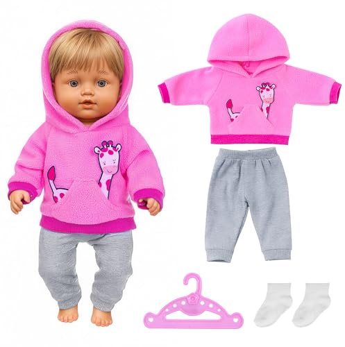 WUISOLQP Abbigliamento per bambole, 35-46 cm, per bambole, 4 pezzi, con motivo animale, con felpe, per bambini, ragazze, ragazzi (bambola non enthal
