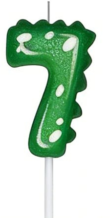 Ginddy Velas Cumpleaños Números,Velas Cumpleaños,Vela de Cumpleaño Dinosaurio con Topper Tarta,Vela de Verde Dinosaurio,para Decoracion Cumpleaños de Fiesta (Número 7)