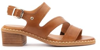 Pikolinos Blanes Sandalias Tacón Mujer | en Cuero | Hebilla | Marrón Claro