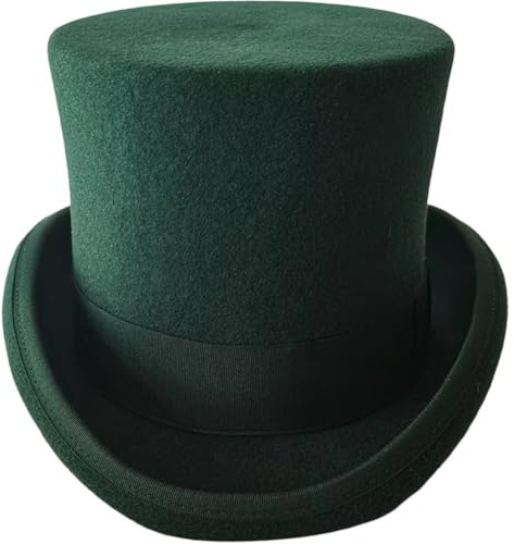Muteitt Cappello a Cilindro Verde, Divertente Cappello Festa, Cappello Vittoriano per Uomo, Cappello Smoking, Cappello Travestimento per Il Giorno di Patrizio, Berretto Costume Natalizio