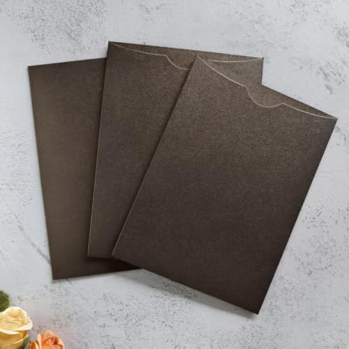 Fundas con bolsillo para invitaciones en color café, soportes para tarjetas de 13 x 18 cm, sobres en blanco para invitaciones de boda, tarjetas de confirmación de asistencia y tarjetas de felicitación