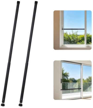 MIGUBIGU Barre de Sécurité pour Portes et Fenêtres, Réglable de 45 à 128 cm | Barre de Sécurité Baie Vitrée, Barres Anti Effraction, pour Portes et Fenêtres Coulissantes (Noir, 2 pièces)