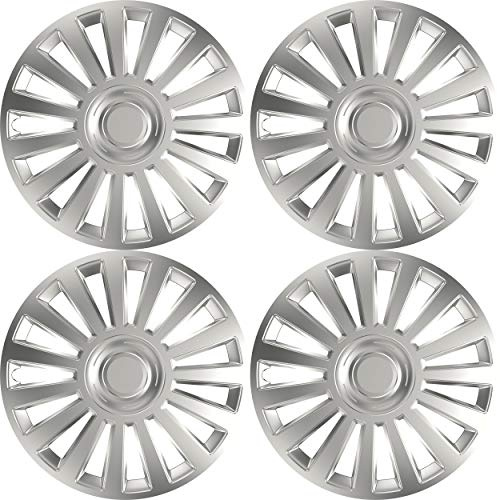 Versaco Car Wheel Trims LUXURY14 - Silver 14 Inch 15-Spoke - Boxed Set of 4 Hubcaps - Includes Fittings/Instructions
