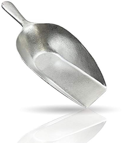 Kerafactum extra Grosse Mehlschaufel Sackschaufel Futterschaufel | Sack Futter Mehl Zucker Schaufel Schütte aus Metall Aluminium Nicht rostend | 31 cm Abwiegeschaufel bei 400 ml Tierfutter Getreide