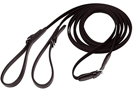 Kavalkade Schlaufzügel, mit schmalen (16 mm) Gurtband und Lederverschnallung, schwarz, 232010000200