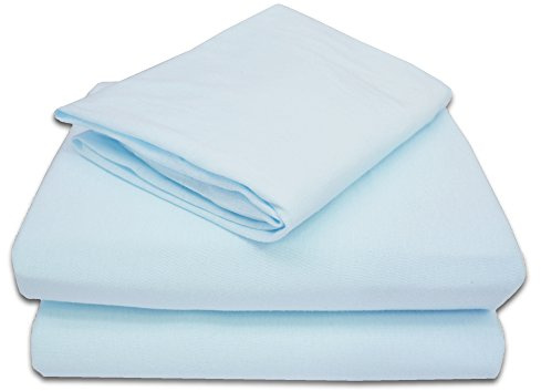 American Baby Company 100% Natural Cotton Jersey Knit Toddler Sheet Set, Blue, Soft Breathable, for Boys and Girls