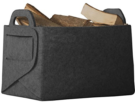 Rubberneck Panier à Bûches en Feutre - Dimensions 36 x 25 x 23 cm (Gris Anthracite)