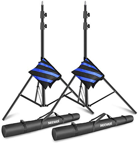 Neewer Light Stands 10 Feet/3 Meters, Pro Heavy Duty Spring Cushioned, All Metal Locking Collars, Set of 2 (Black Finish) with Carry Bags and Sandbags for Photo Video Photography HTC VIVE, etc
