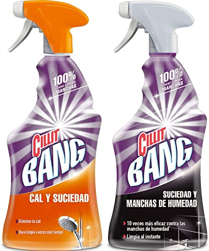 Cillit Bang - Spray Limpiador Cal y Suciedad y Spray Suciedad y Manchas De Humedad para baños - Pack 2 x 750 ml