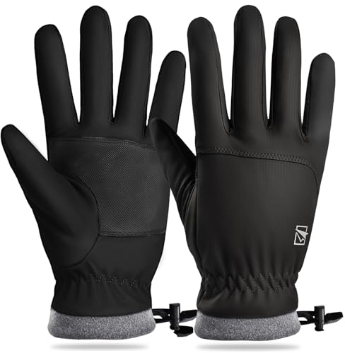 Cevapro Winterhandschuhe wasserdichte Skihandschuhe Snowboard Handschuhe mit Touchscreen für Herren Damen zum Wintersport wie Skifahren Laufen Wandern Bergsteigen Radfahren (Schwarz, L)