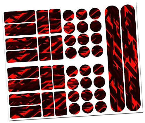 Finest Folia 34 pezzi pellicola protettiva per telaio della bicicletta, pellicola adesiva di protezione per mountain bike BMX catena R159 R160 (12 Future rosso neon, 34 pezzi