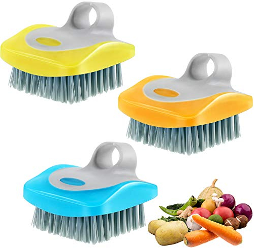 3 Pieces Vegetable Brush Potato Scrubber Brush Vegetable Brush Scrubber for Food Flexible Bristles Kitchen Brush for Fruits, Potatoes, Carrots Kitchen Gadgets Set in Random Color