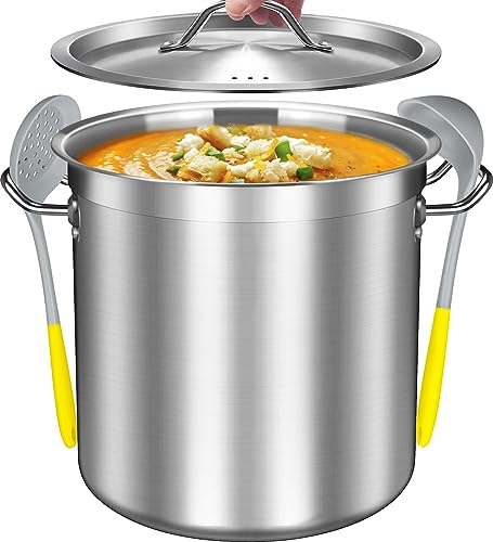 Falaja Stock Pot 20 Quart - Stainless Steel Stock Pot with Lid – Heavy-Duty Cooking Pot for Soup, Stew, Pasta – Commercial & Home Use, Induction Compatible - 5 Gallon