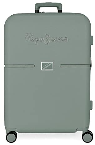 Pepe Jeans Accent Maleta mediana, Verde, Rígida, 4 Ruedas dobles