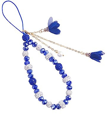 BEEFLYING Lanière Téléphone Perlée Chaîne Téléphone Portable Perle Chaîne Téléphone Portable Gravier Convient Cordons Téléphone Portable, Aux Ornements sac D'école D'autres Décorations(bleu)