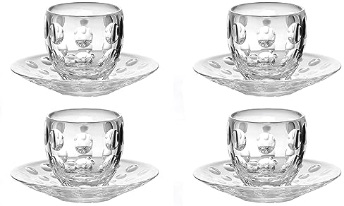 Guzzini Venice Glass - Set di 4 tazzine da caffè espresso con piattino in plastica, 110 ml