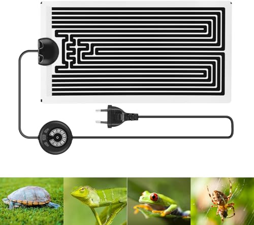 ALLOMN Almohadilla Térmica para Recipientes de Vidrio, Estera Térmica Terrario para Reptiles con Control de Temperatura para Reptiles Tortugas Serpientes Lagarto Geco Anfibios (14W/15 * 28cm)