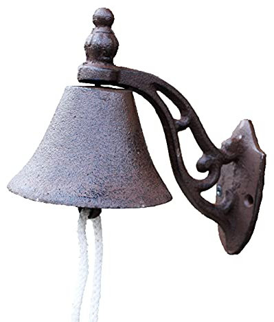 Campanilla Antigua, Campanilla Manual, Timbre rústico Vintage, Campana de Puerta de Hierro for Colgar en la Pared, Soporte Antiguo, Campana de Bienvenida con Correa, Adorno Decorativo for jardín