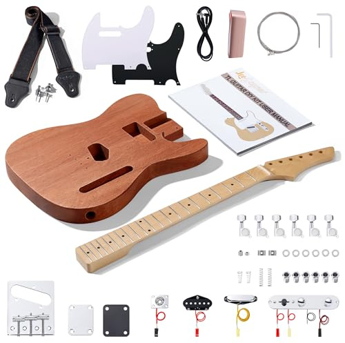 Leo Jaymz DIY TL Style Electric Guitar Kits with Mahogany Body and Maple Neck - Maple Fingerboard and All Components Included（TL LJ Headstock）